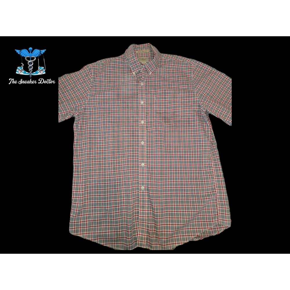 L.L. Bean Plaid Button-Down Dress Shirt Size Large